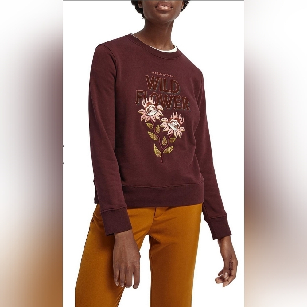Scotch & Soda Crewneck Purple Sweatshirt Artwork Sweater Size Xl